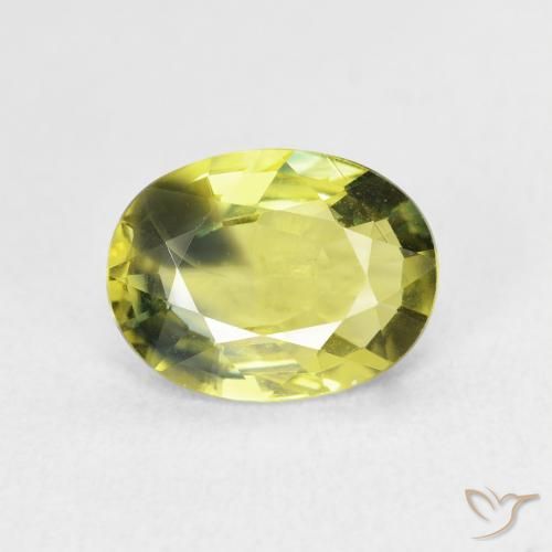 2.54ct Натуральный Зелено-желтый Сапфир, Овал, VVS-VS