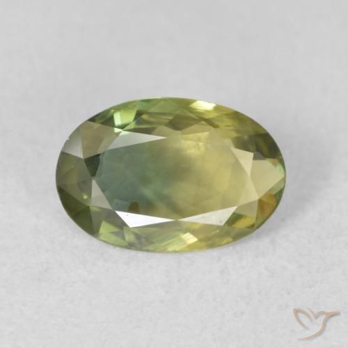 1.24ct Натуральный Желтовато-зеленый Сапфир, Овал, Чистота VVS