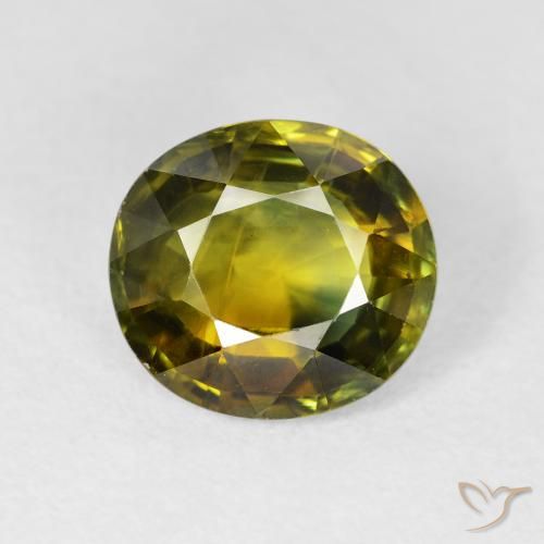 3.42ct Натуральный Теплый зеленый Сапфир, Овал, Чистота VS
