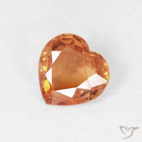 0.41ct Натуральный Янтарный Апельсин Сапфир, Сердце, VVS-VS