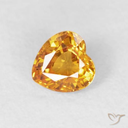 0.40ct Натуральный Оранжево-золотой Сапфир, Сердце, VVS-VS