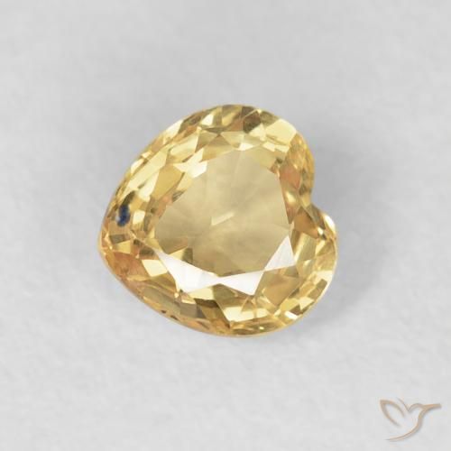 0.47ct Натуральный Светло-желтый Сапфир, Сердце, Чистота VVS