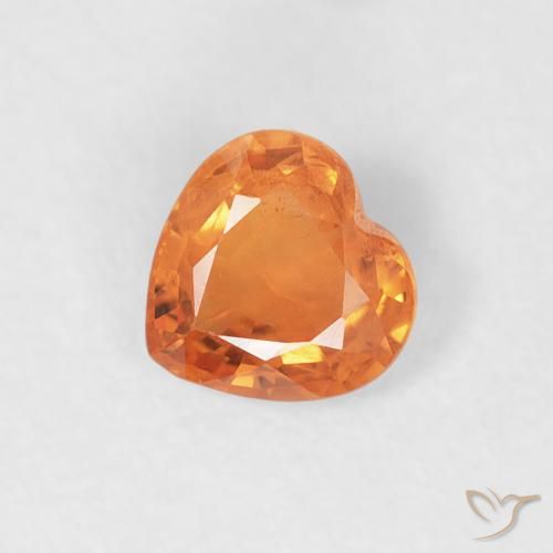 0.43ct Натуральный Ярко-оранжевый Сапфир, Сердце, Чистота VS