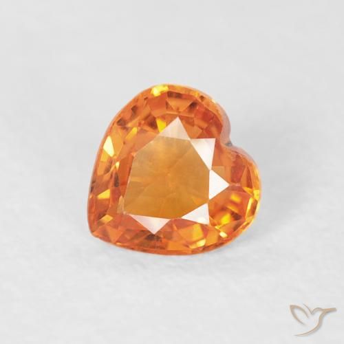 0.33ct Натуральный Красновато-оранжевый Сапфир, Сердце, Чистота VS