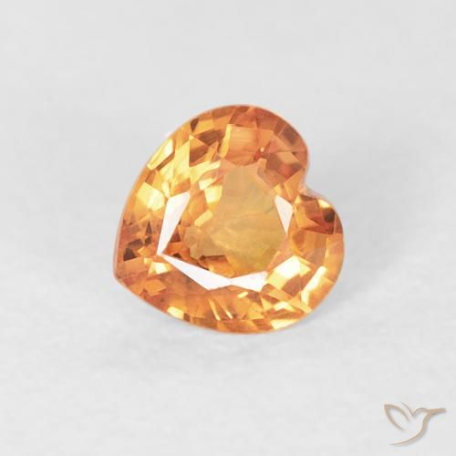 0.41ct Натуральный Интенсивный апельсин Сапфир, Сердце, Чистота VS