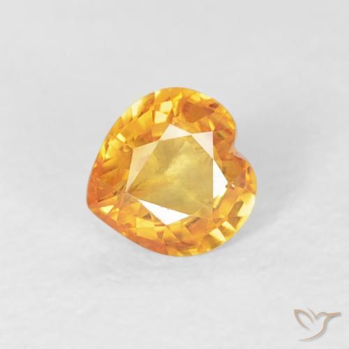 0.45ct Натуральный Оранжево-золотой Сапфир, Сердце, Чистота VS