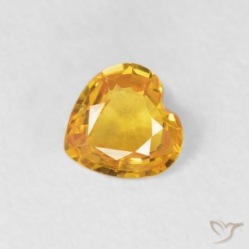 0.35ct Натуральный Средний оранжево-золотой Сапфир, Сердце, Чистота VS