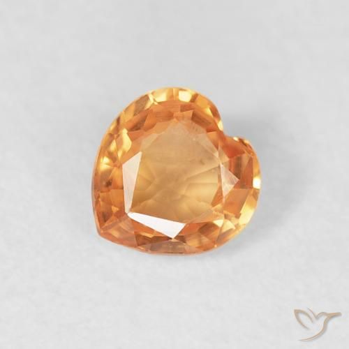 0.39ct Натуральный Ярко-оранжевый Сапфир, Сердце, VVS-VS