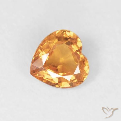 0.43ct Натуральный Ярко-оранжевый Сапфир, Сердце, VVS-VS