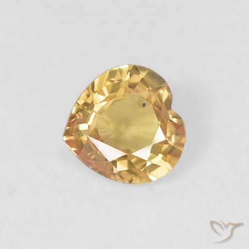 0.39ct Натуральный Золотой Сапфир, Сердце, VVS-VS