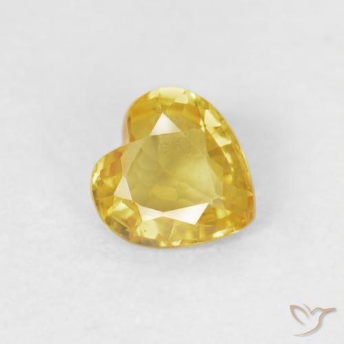 0.42ct Натуральный Средний желтый Сапфир, Сердце, Чистота VS
