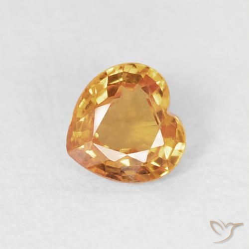0.47ct Натуральный Оранжево-золотой Сапфир, Сердце, Чистота VS