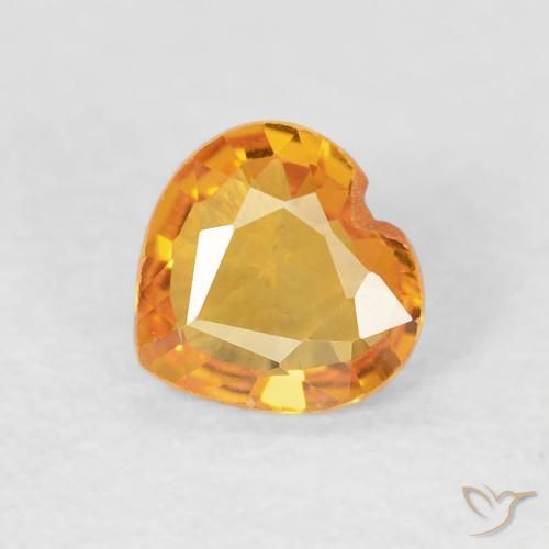 0.42ct Натуральный Оранжево-золотой Сапфир, Сердце, Чистота VVS
