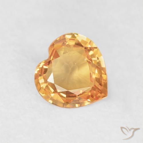 0.33ct Натуральный Оранжево-золотой Сапфир, Сердце, Чистота VVS