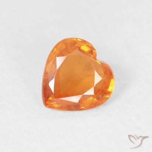 0.41ct Натуральный Ярко-оранжевый Сапфир, Сердце, Чистота VS