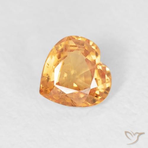 0.46ct Натуральный Ярко-оранжевый Сапфир, Сердце, Чистота VS