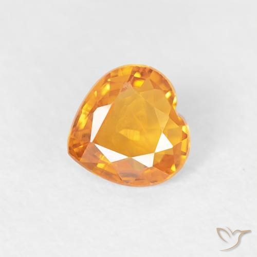 0.38ct Натуральный Абрикос Апельсин Сапфир, Сердце, Чистота VS