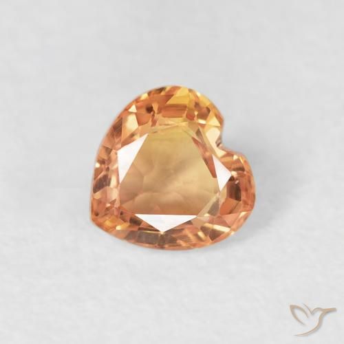 0.43ct Натуральный Тигровый апельсин Сапфир, Сердце, Чистота VS