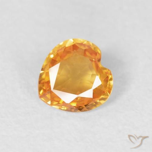 0.40ct Натуральный Оранжево-золотой Сапфир, Сердце, Чистота VVS