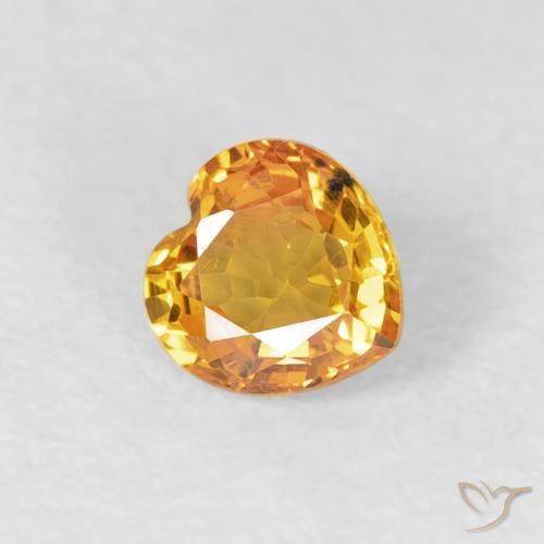 0.44ct Натуральный Оранжево-золотой Сапфир, Сердце, Чистота VVS