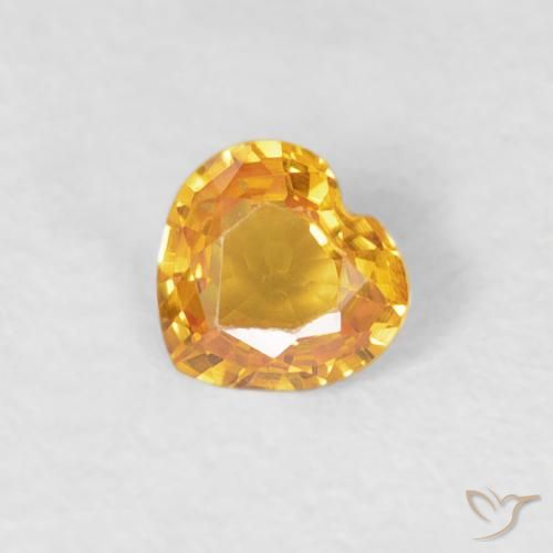 0.32ct Натуральный Темно-оранжево-золотой Сапфир, Сердце, Чистота VVS