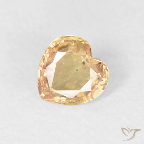 0.48ct Натуральный Золотой Сапфир, Сердце, Чистота VVS