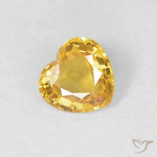 0.38ct Натуральный Золотой Сапфир, Сердце, Чистота VVS