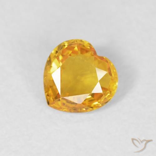0.39ct Натуральный Золотисто-оранжевый Сапфир, Сердце, Чистота VVS