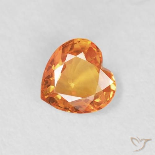 0.40ct Натуральный Ярко-оранжевый Сапфир, Сердце, Чистота VVS