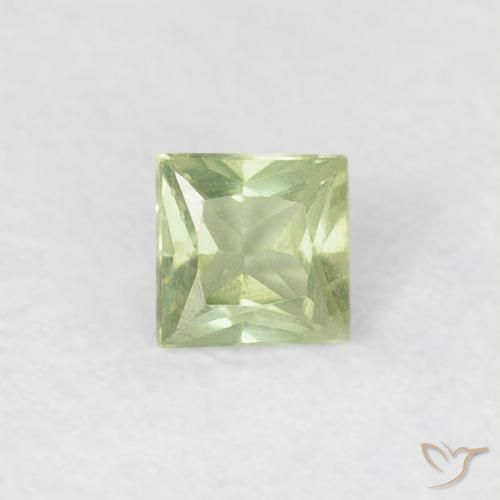 0.18ct Натуральный Светло-желтый зеленый Сапфир, Квадрат, Чистота VS