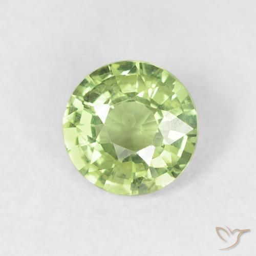 0.59ct Натуральный Светло-живой зеленый Сапфир, Круглый, Чистота VS