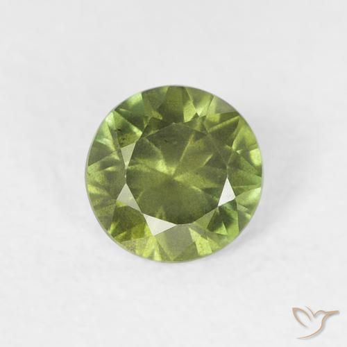 0.43ct Натуральный Травянисто-зелёный Сапфир, Круглый, Чистота VS