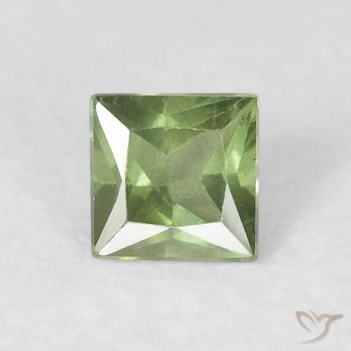 0.40ct Натуральный Травянисто-зелёный Сапфир, Квадрат, Чистота VS