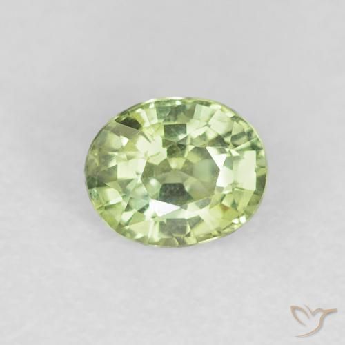 0.51ct Натуральный Светло-живой зеленый Сапфир, Овал, Чистота VVS