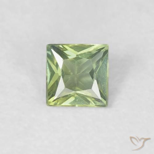 0.18ct Натуральный Теплый зеленый Сапфир, Квадрат, VVS-VS