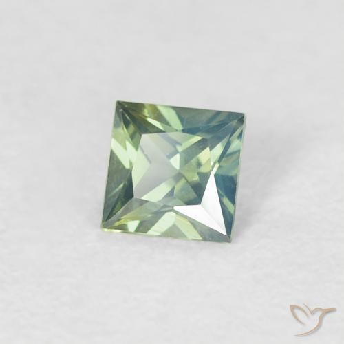 0.27 карата, натуральный Medium Light Green Сапфир, Квадрат, VVS-VS
