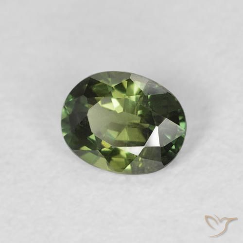 0.48 карата, натуральный Medium Light Green Сапфир, Овал, VVS-VS