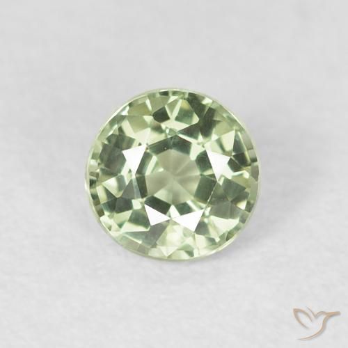 0.61ct Натуральный Очень светло-зеленый Сапфир, Круглый, VVS-VS