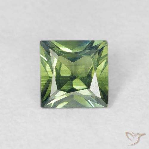 0.35ct Натуральный Желтовато-зеленый Сапфир, Квадрат, VVS-VS