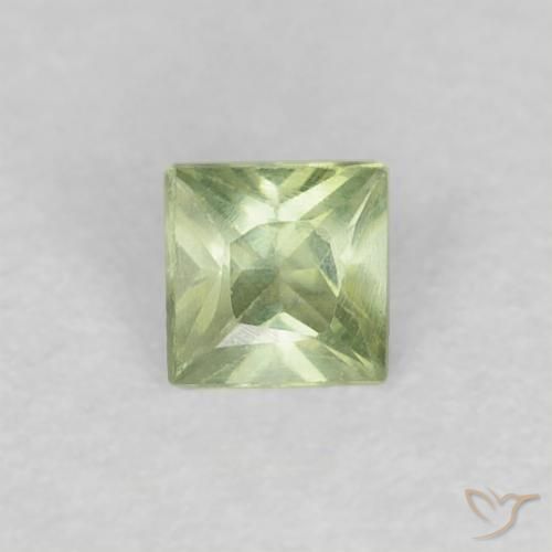 0.19ct Натуральный Бледно-грушевый зеленый Сапфир, Квадрат, VVS-VS