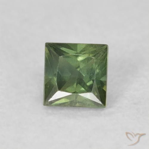 0.33ct Натуральный Землисто-зеленый Сапфир, Квадрат, Чистота VS