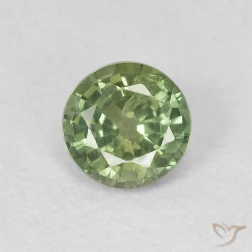 0.54ct Натуральный Теплый зеленый Сапфир, Круглый, Чистота VS, Photo A