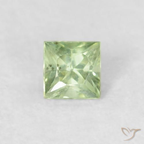 0.18ct Натуральный Светло-желтый зеленый Сапфир, Квадрат, Чистота VS