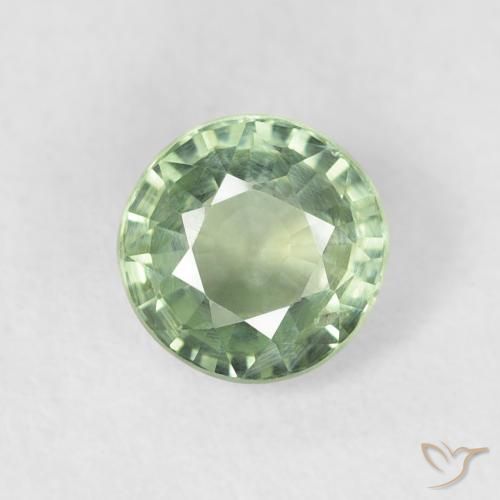 0.75ct Натуральный Светло-зеленый шалфей Сапфир, Круглый, Чистота VS