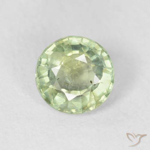 0.80ct Натуральный Очень светло-зеленый Сапфир, Круглый, Чистота VS