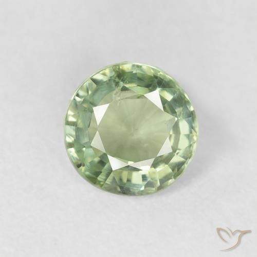 0.72ct Натуральный Светло-зеленый Сапфир, Круглый, Чистота VS