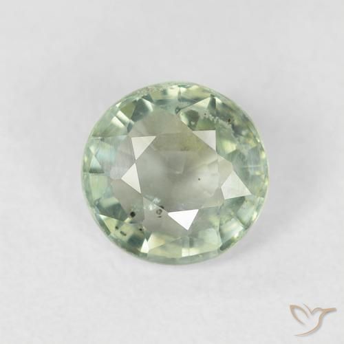 0.81ct Натуральный Светло-зеленый Сапфир, Круглый, Чистота VS