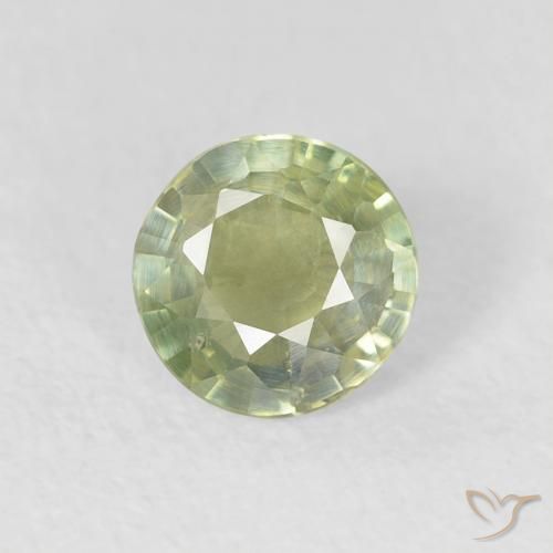 0.63ct Натуральный Оливковый Зеленый Сапфир, Круглый, Чистота VS