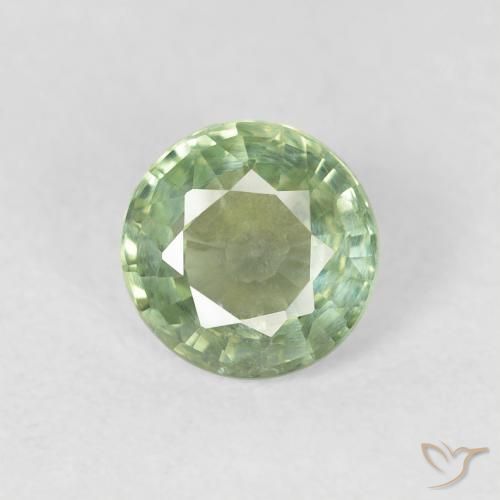 0.73ct Натуральный Очень светло-зеленый Сапфир, Круглый, Чистота VS