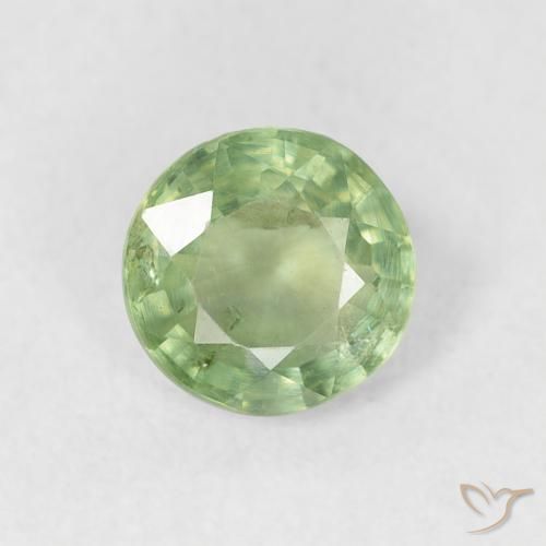 0.80ct Натуральный Теплый зеленый Сапфир, Круглый, Чистота VS